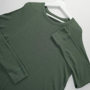 Faherty Cloud Cotton Waffle Knit Long Sleeve Shirt Green Mens Large MKH2405-DFH